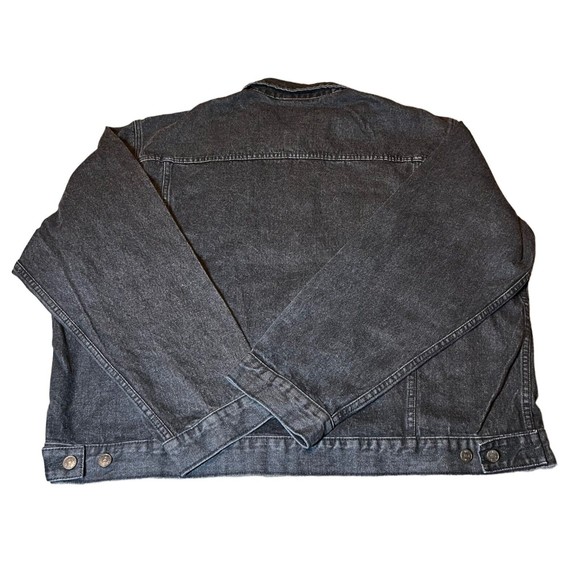 Butterfield Stage Black Acid Wash Long Sleeve Heavy Denim Jacket Men's Size L - Picture 4 of 4